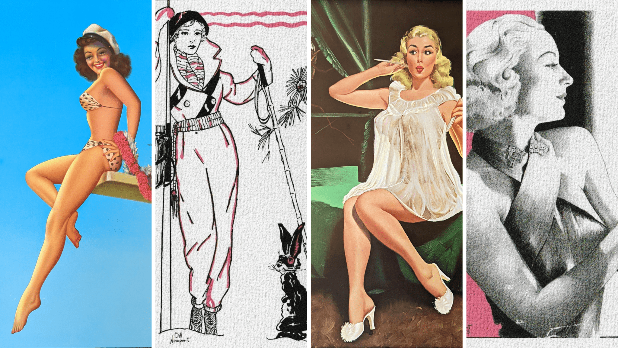 Mid-Century Pinup Art Prints | 1940s-1960s Vintage Glamour – Pink