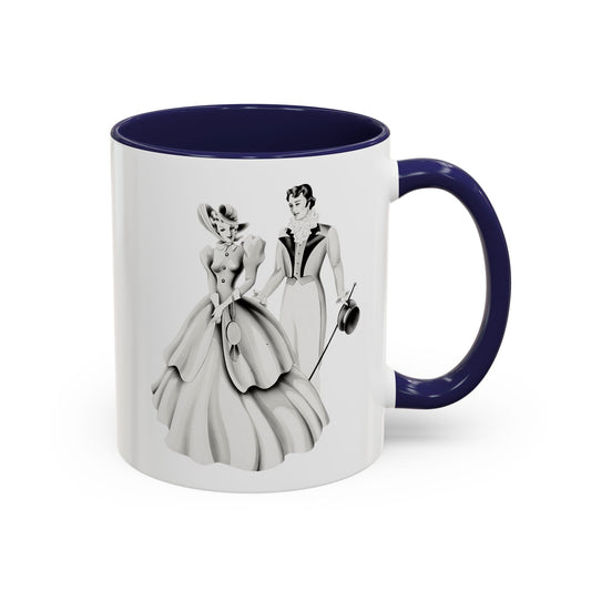 Vintage Romantic Portrait Mug - Couple Walking B&W | 1940s Turner Art