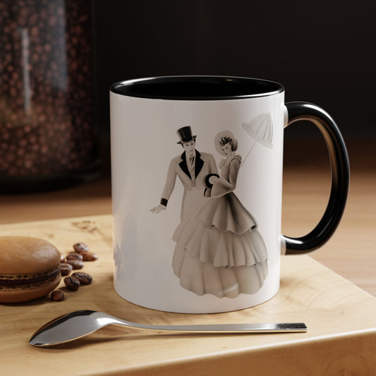 Vintage Romantic Portrait Mug - Couple with Parasol| 1940s Turner Art