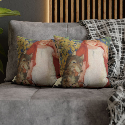 Red Riding Hood by Albert Hencke | Vintage Nursery Illustration | Faux Suede Pillowcase