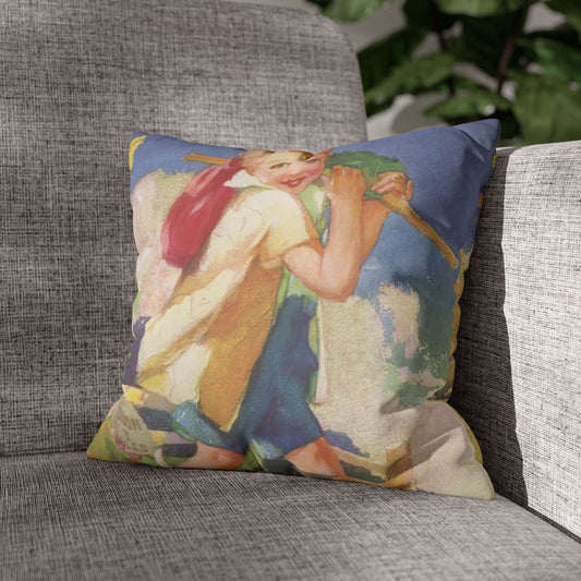 Dick Whittington by Albert Hencke | Vintage Nursery Illustration | Faux Suede Pillowcase