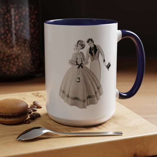 Vintage Romantic Portrait Mug - Couple with Top Hat | 1940s Turner Art