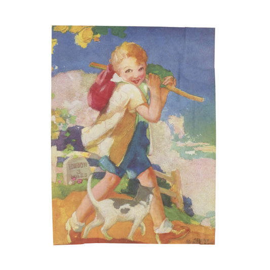 Dick Whittington by Albert Hencke | Vintage Nursery Rhyme Illustration | Velveteen Plush Blanket