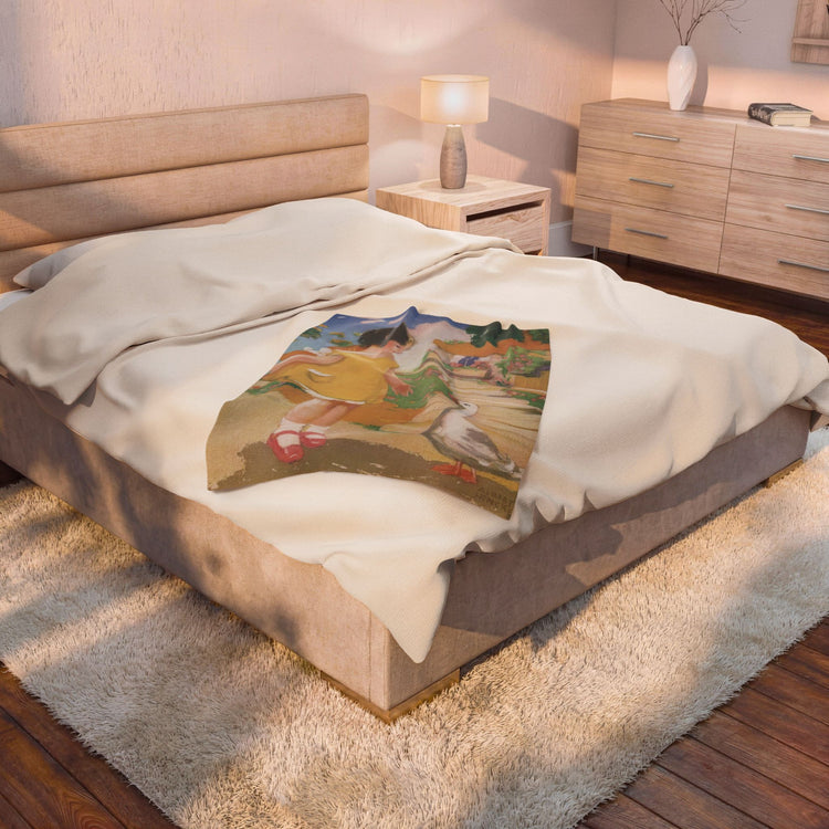 Goosy Goosy Gander by Albert Hencke | Vintage Nursery Rhyme Illustration | Velveteen Plush Blanket