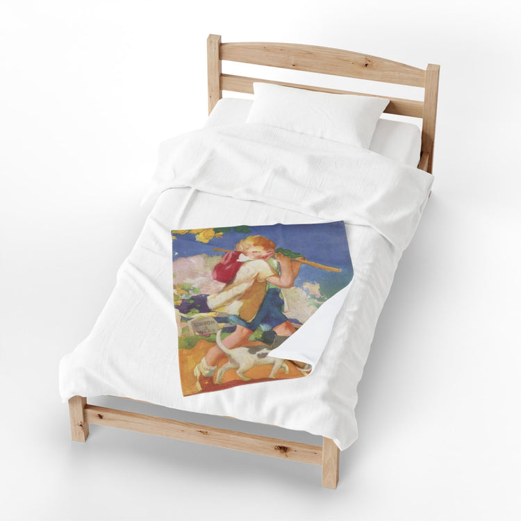 Dick Whittington by Albert Hencke | Vintage Nursery Rhyme Illustration | Velveteen Plush Blanket