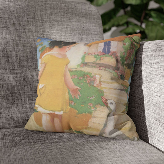 Goosy Goosy Gander by Albert Hencke | Vintage Nursery Illustration | Faux Suede Pillowcase