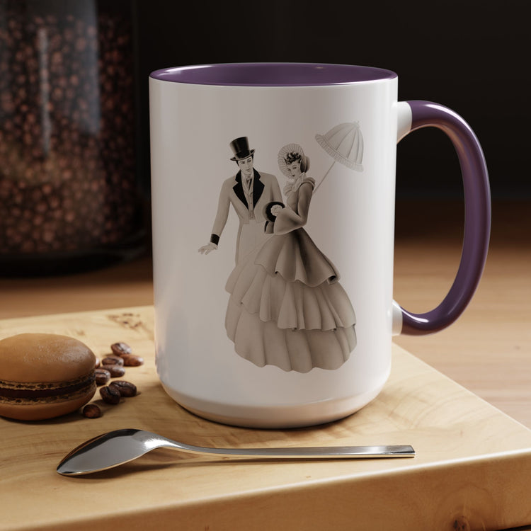 Vintage Romantic Portrait Mug - Couple with Parasol| 1940s Turner Art