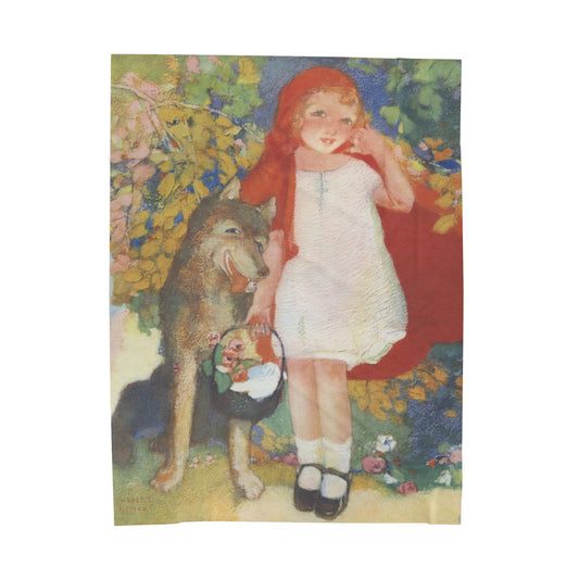 Red Riding Hood by Albert Hencke | Vintage Nursery Rhyme Illustration | Velveteen Plush Blanket