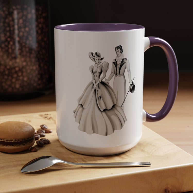 Vintage Romantic Portrait Mug - Couple Walking B&W | 1940s Turner Art