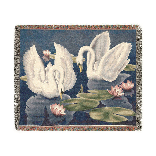 Turner Swans and Lillies Woven Blanket | Print-on-Demand Tapestry Throw