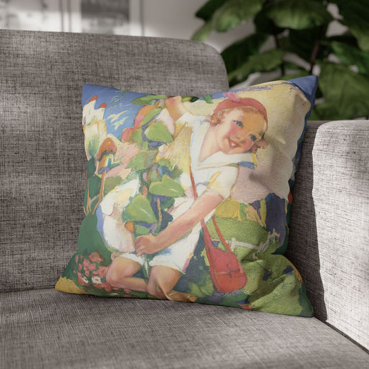 Jack and the Beanstalk by Albert Hencke | Vintage Nursery Illustration | Faux Suede Pillowcase