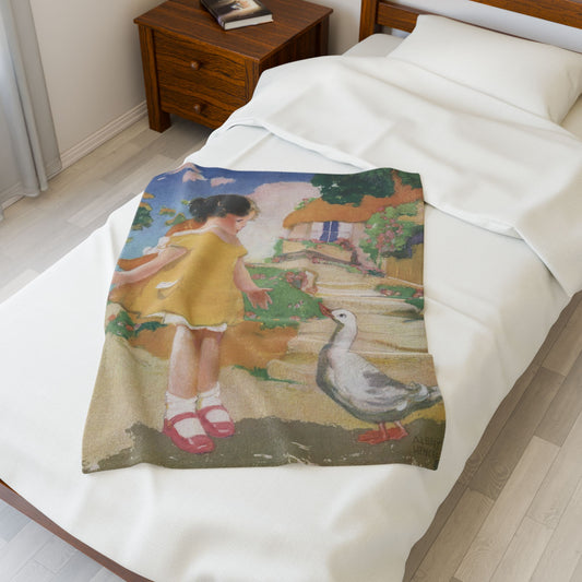 Goosy Goosy Gander by Albert Hencke | Vintage Nursery Rhyme Illustration | Velveteen Plush Blanket