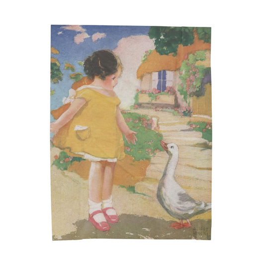 Goosy Goosy Gander by Albert Hencke | Vintage Nursery Rhyme Illustration | Velveteen Plush Blanket