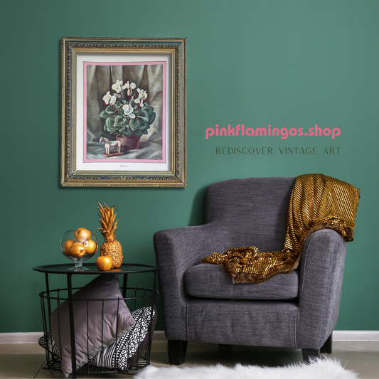 Cyclamen by Harry Lane | 1945 Vintage Lithograph | Still Life Floral Wall Art