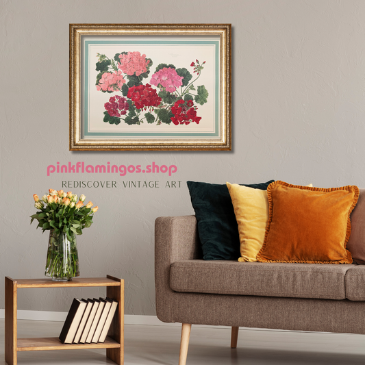 Geranium by Dorothy Platt | 1950 Vintage Botanical Collotype | Cottage Garden Wall Art