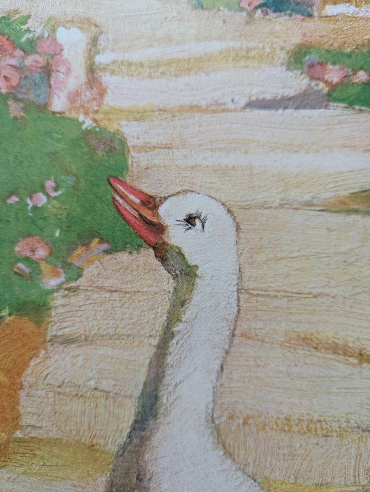 Goosy Goosy Gander by Hencke | 1930s Vintage Lithograph | Classic Nursery Wall Art