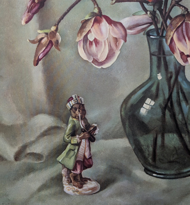 Magnolias by Harry Lane | 1945 Vintage Lithograph | Still Life Floral Wall Art