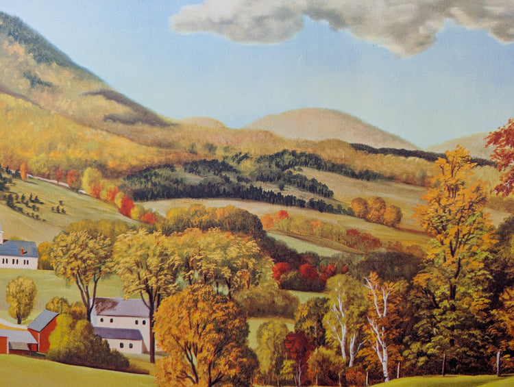 Sunderland Hills by James Ashley | 1950s Americana Landscape | Vintage Offset Lithograph