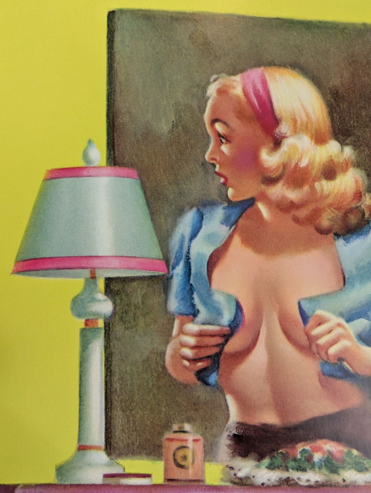 At the Mirror by D’Ancona | 1940s–50s Style Pinup | 1980s Glossy Lithograph - Lithograph - Pink Flamingos