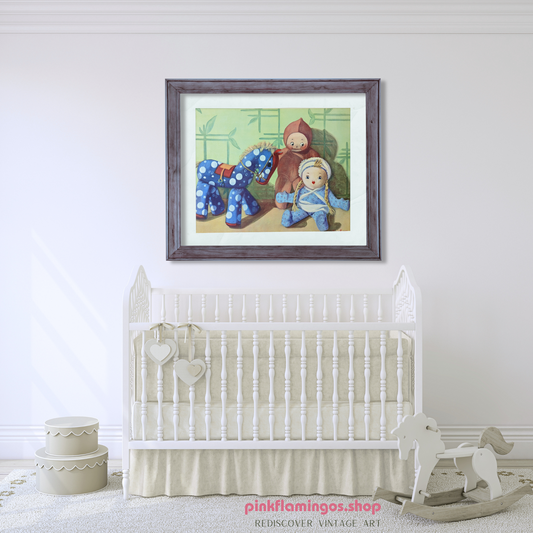 Nancy Lee’s Playmates by Reneé Barnes | 1930s Vintage Lithograph | Whimsical Nursery Wall Art