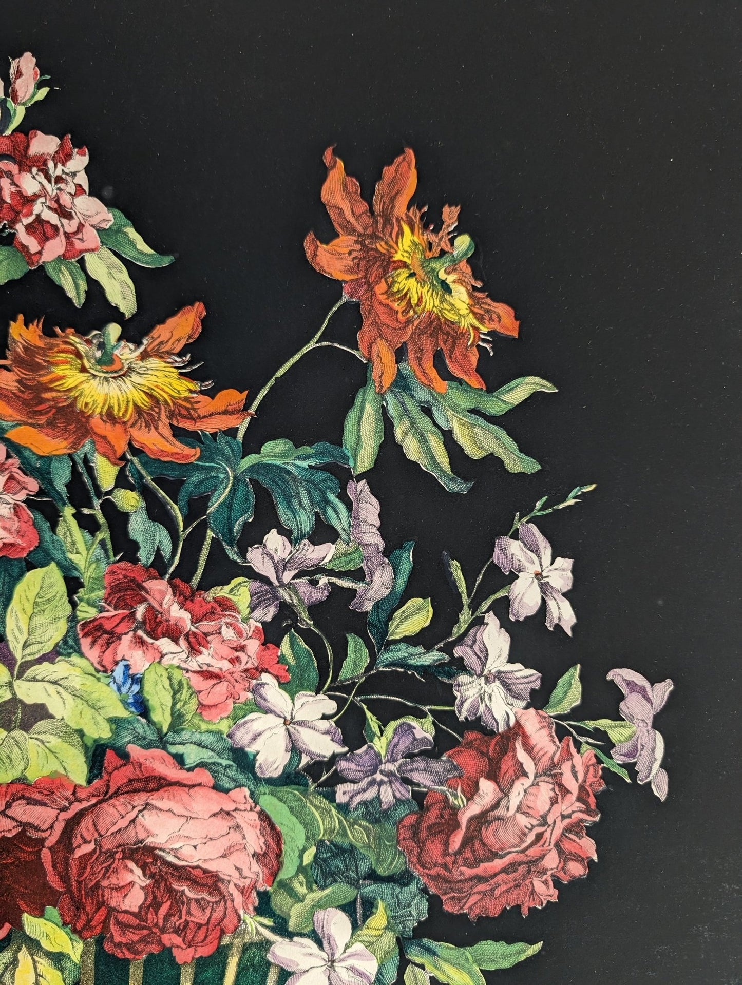 Basket of Flowers No. 1 | Jean - Baptiste Monnoyer Floral Chromolithograph | 1948 Vintage Print by Catalda Fine Arts - Chromolithograph - Pink Flamingos