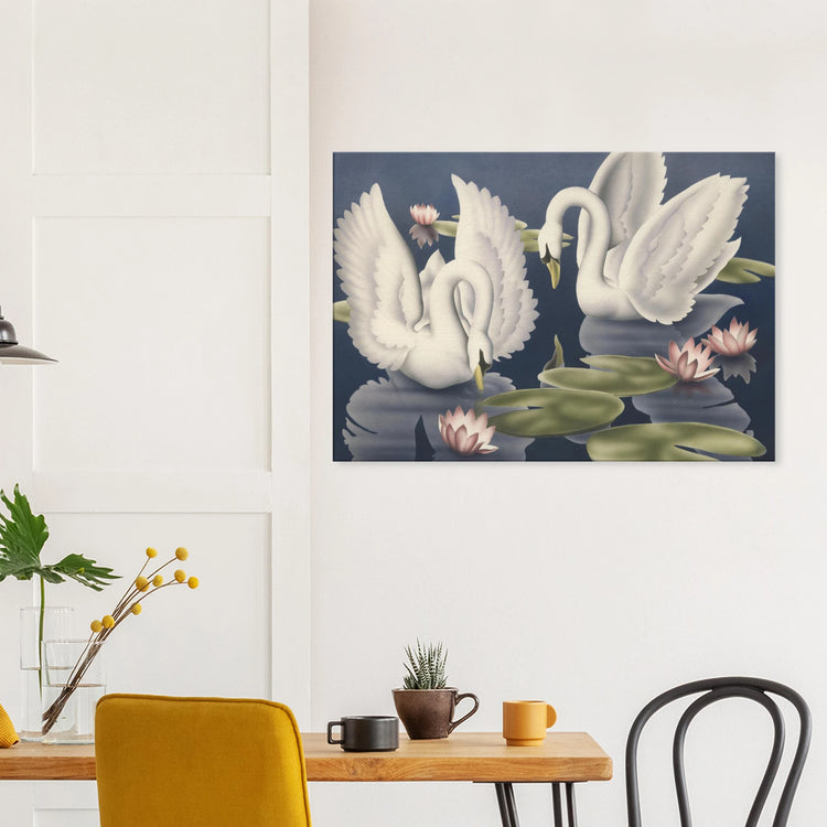 Turner Swans and Lillies Wrap-Around Canvas Print | Vintage Bird Wall Art