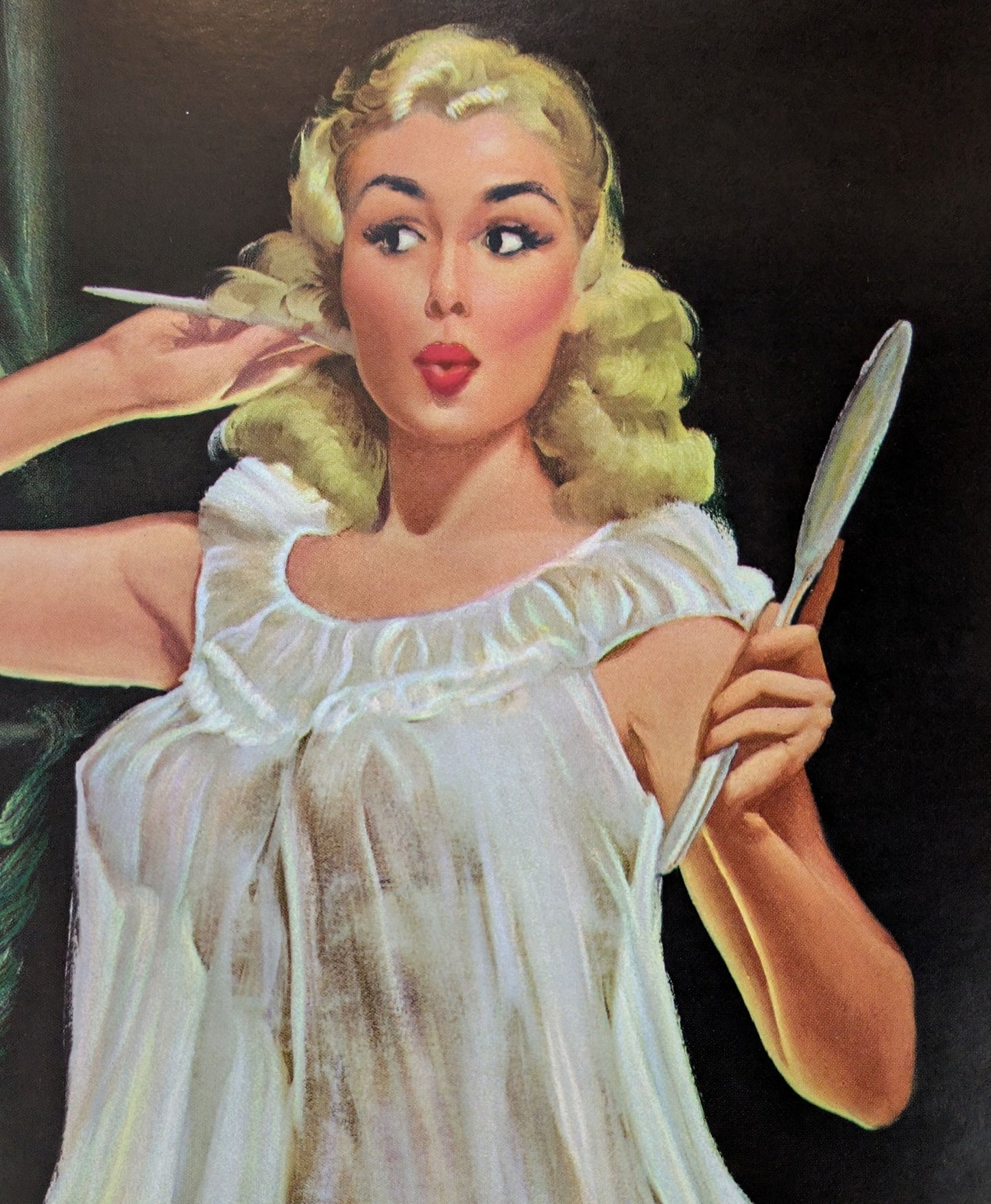 Night Owl by Peter Darro | 1940s - 50s Style Pinup | 1980s Glossy Lithograph - Lithograph - Pink Flamingos