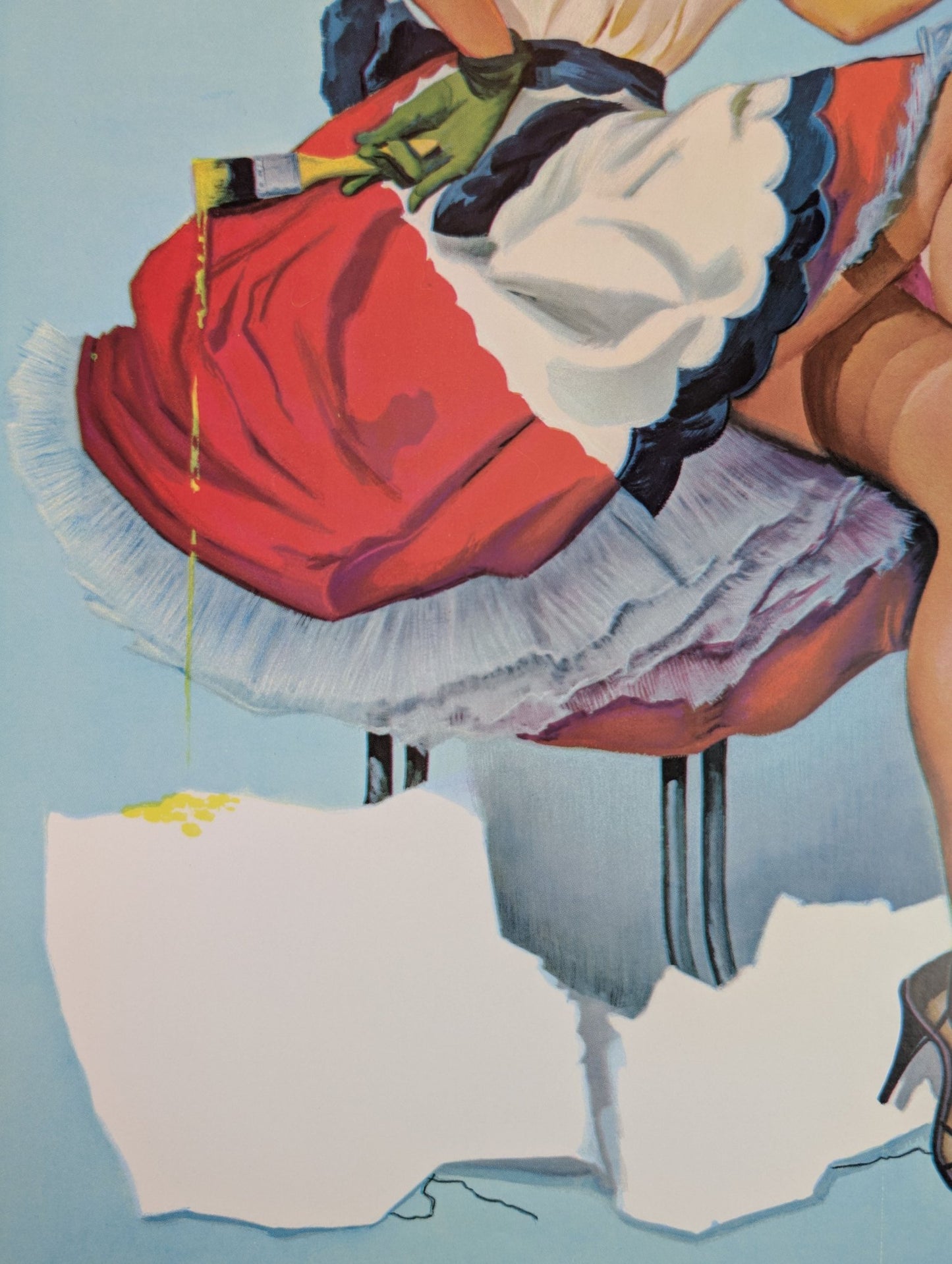 Painting the Birdcage by Peter Darro | 1940s - 50s Style Pinup | 1980s Glossy Lithograph - Pink Flamingos