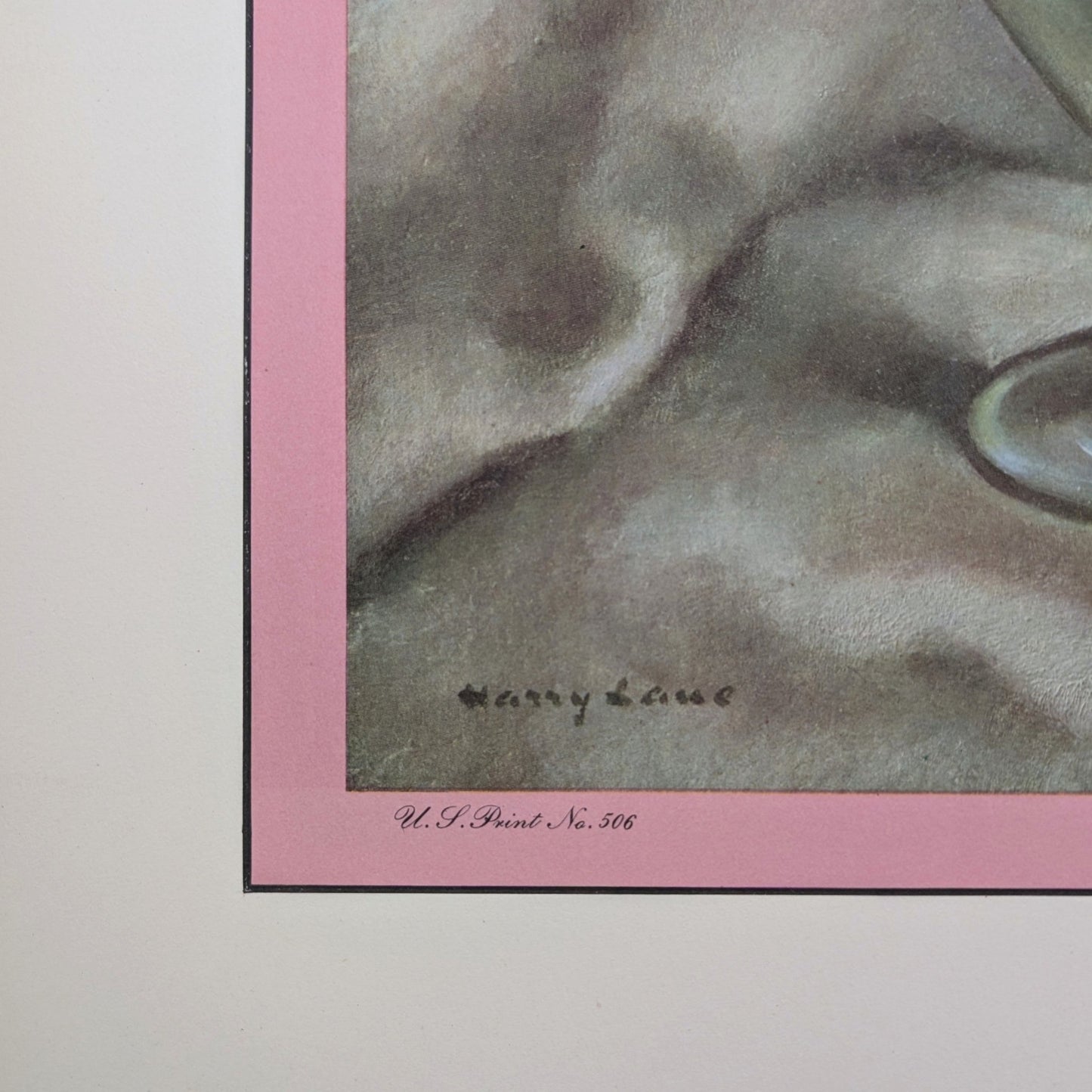 Roses by Harry Lane | 1945 Vintage Lithograph | Still Life Floral Wall Art - Offset Lithograph - Pink Flamingos