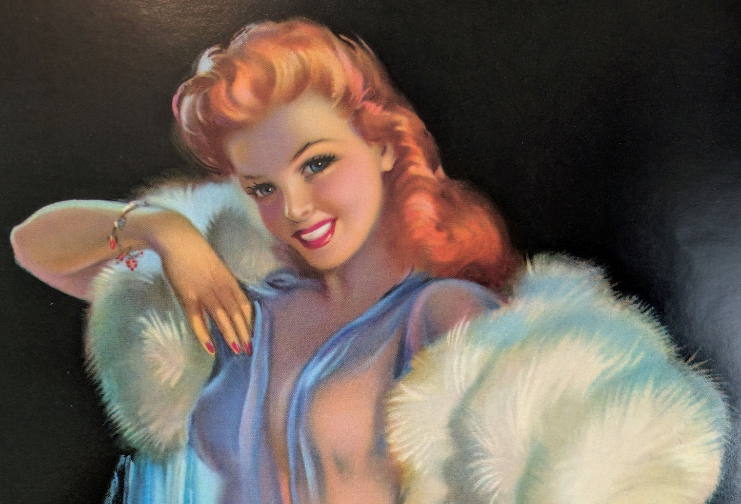 Titian Temptress by Jules Erbit | 1940s - 50s Style Pinup | 1980s Glossy Lithograph - Lithograph - Pink Flamingos