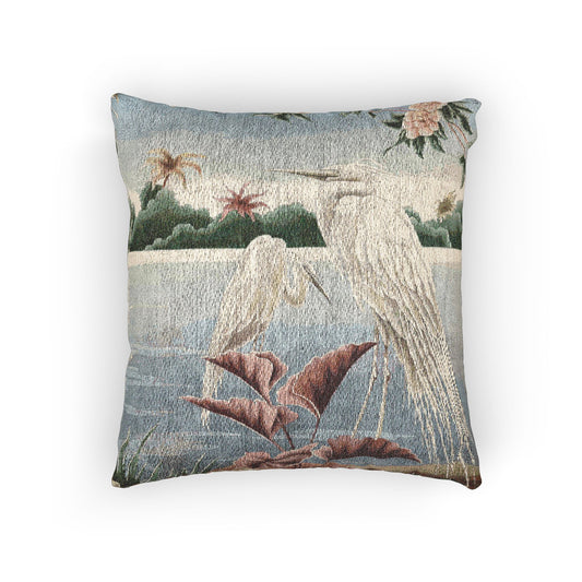 Turner Egret Woven Pillow - Design 2 | Print - on - Demand Tapestry Throw Pillow - Pillow - Pink Flamingos