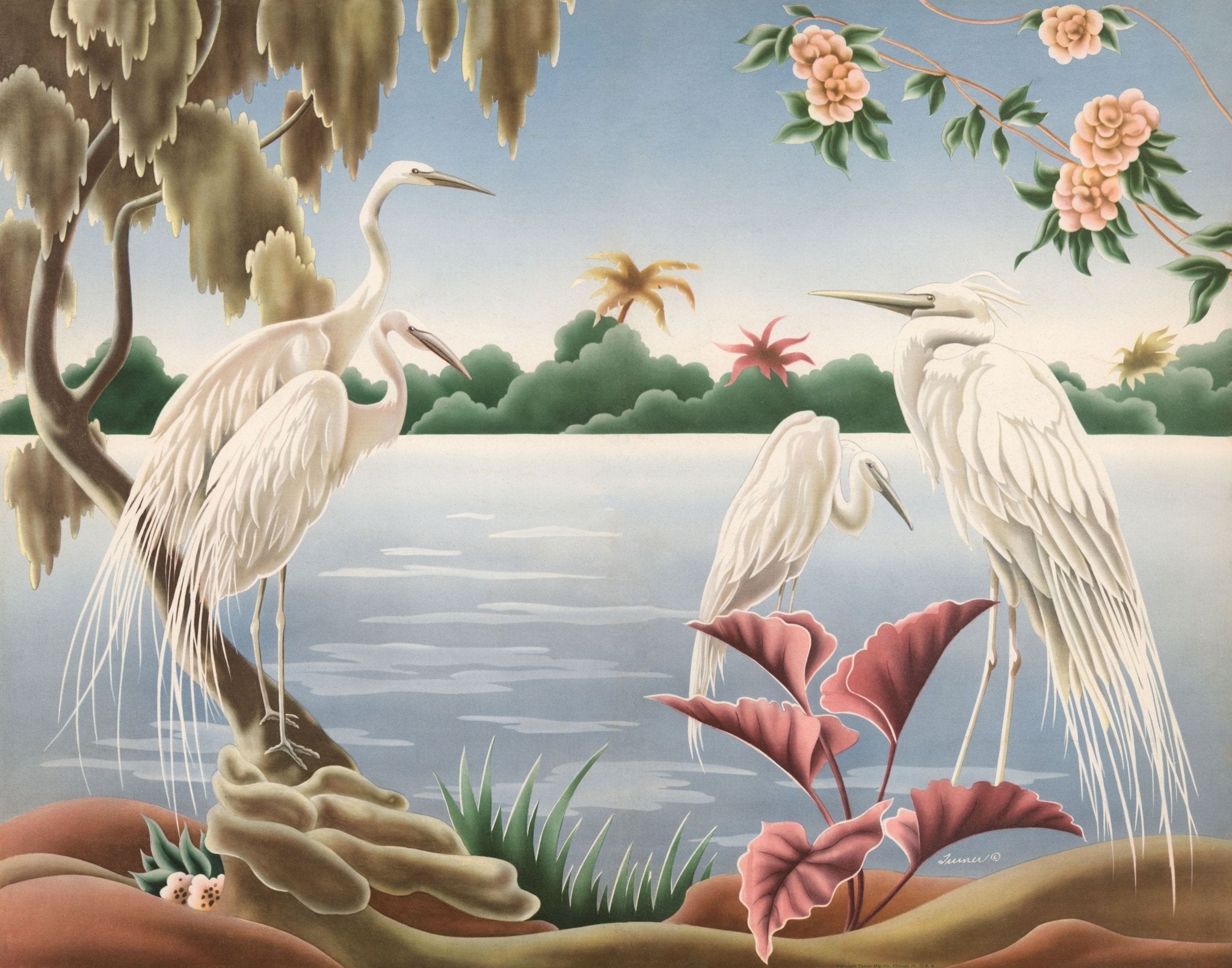 Egrets by Turner | Museum Giclee Reproduction | 1940s Bird Art