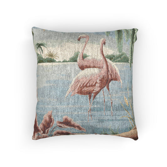 Turner Flamingo Woven Pillow - Design 2 | Print - on - Demand Tapestry Throw Pillow - Pillow - Pink Flamingos