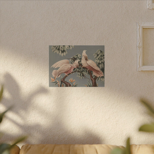 Turner White Cockatoos Canvas | Print - on - Demand Reproduction | Stretched Matte Canvas - Canvas - Pink Flamingos