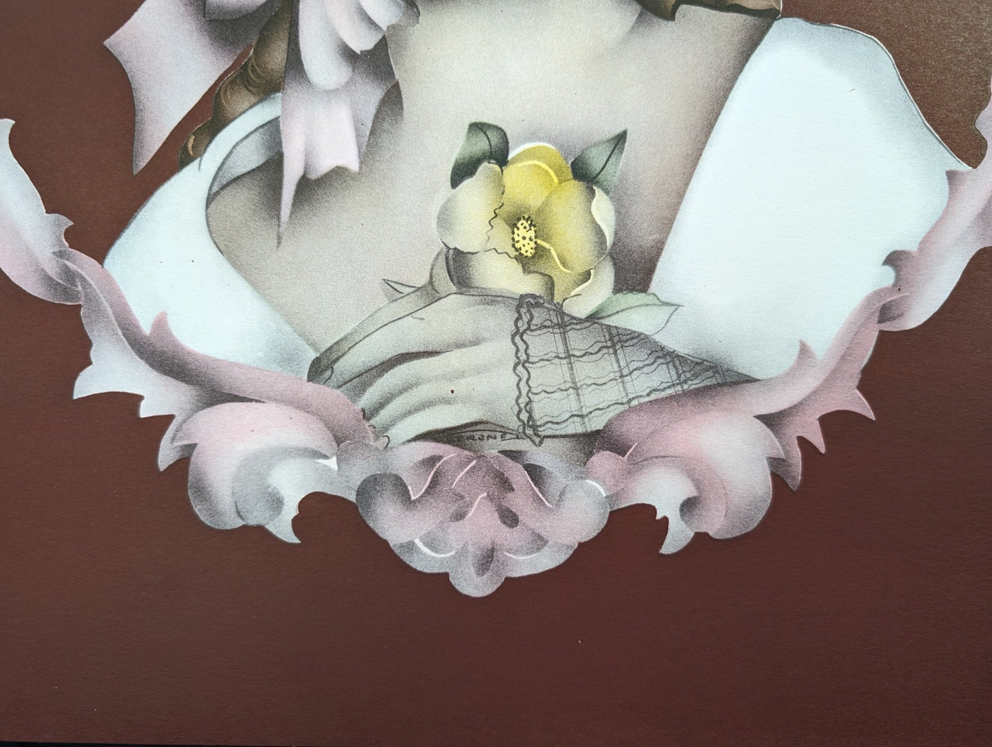 Beautytone Lady Portrait by Terone, 1943 mint condition vintage lithograph from Borin Art - Pink Flamingos