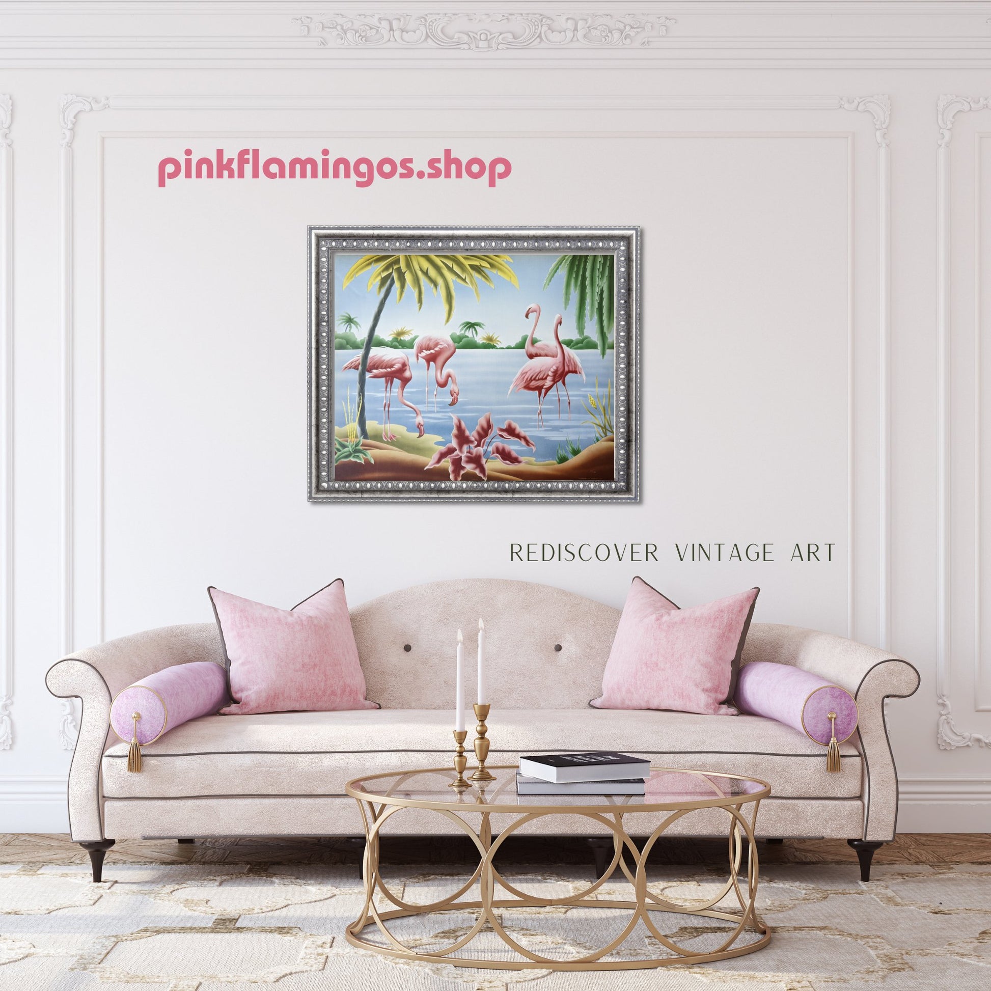 Flamingos by Turner/Toran, mint condition authentic vintage lithograph printed in the 1940s - Offset Lithograph - Pink Flamingos