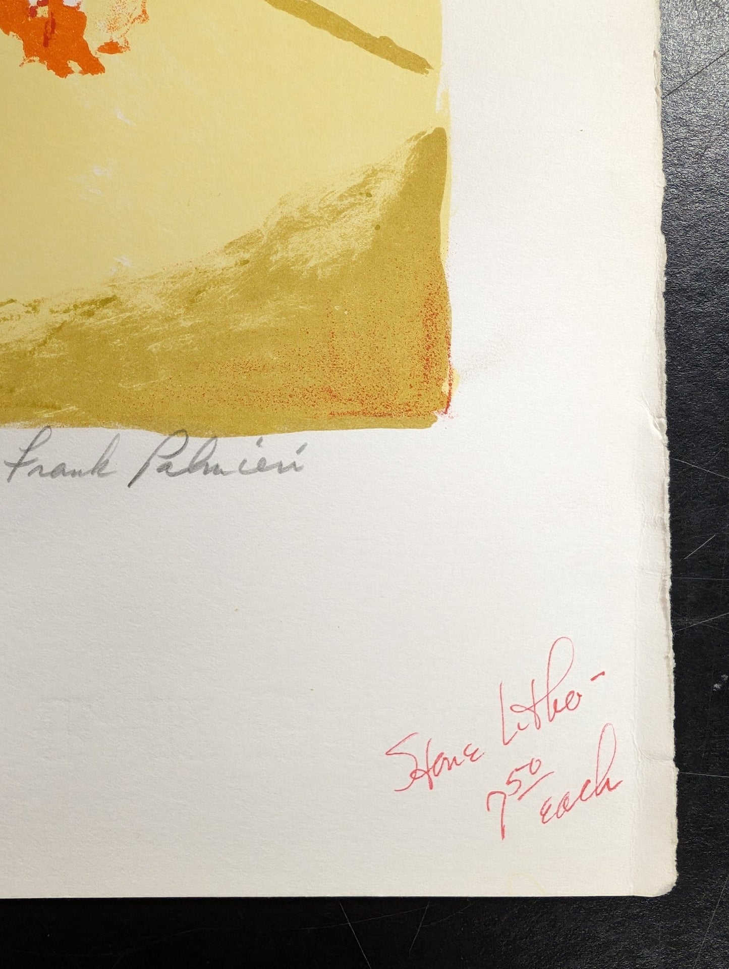 Girl Arranging Flowers by Frank Palmieri, vintage signed and serial numbered stone lithograph circa 1970 - Stone Lithograph - Pink Flamingos