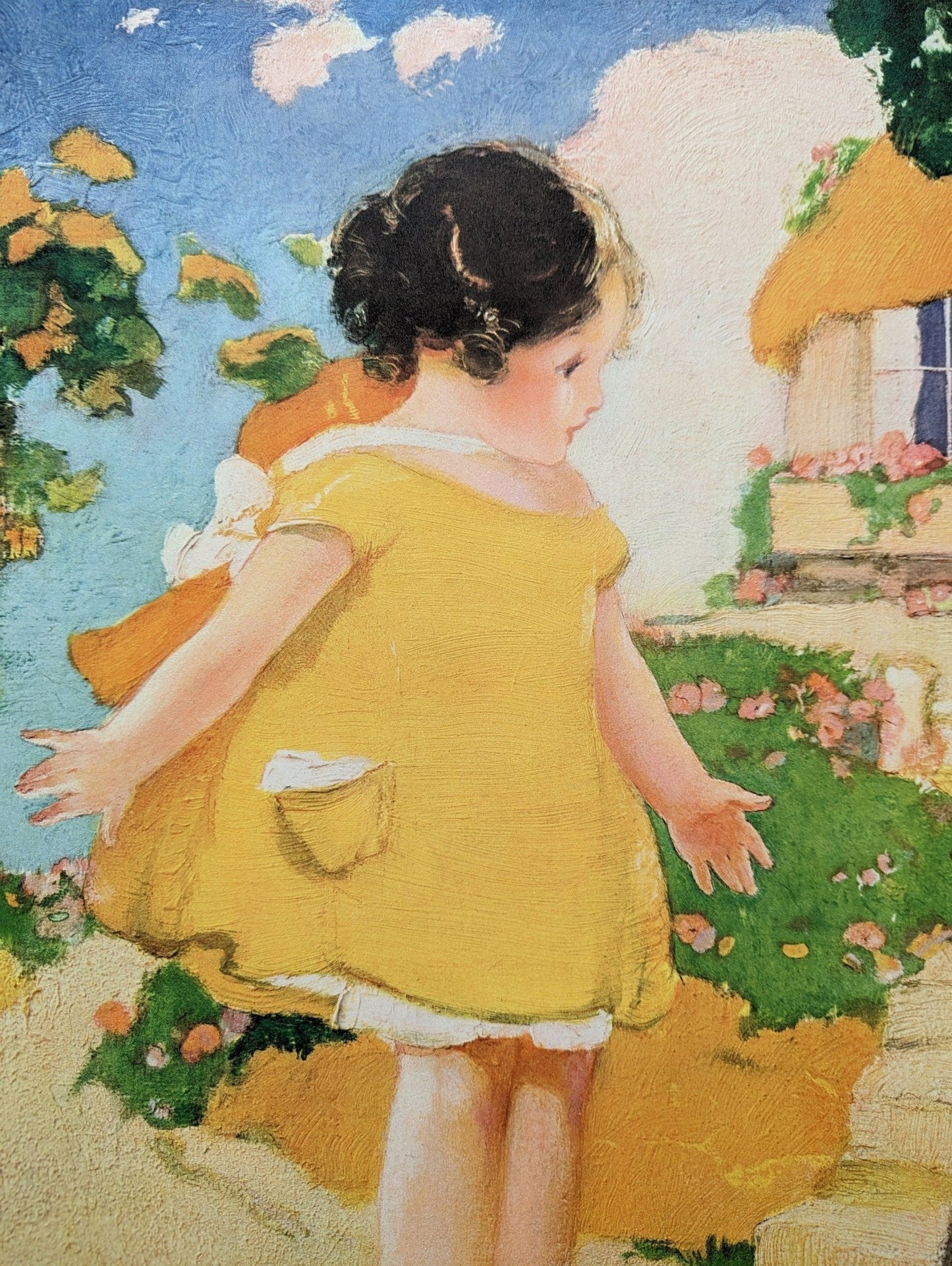 Goosy Goosy Gander by Hencke, mint condition authentic vintage lithograph printed in the 1930s - Pink Flamingos