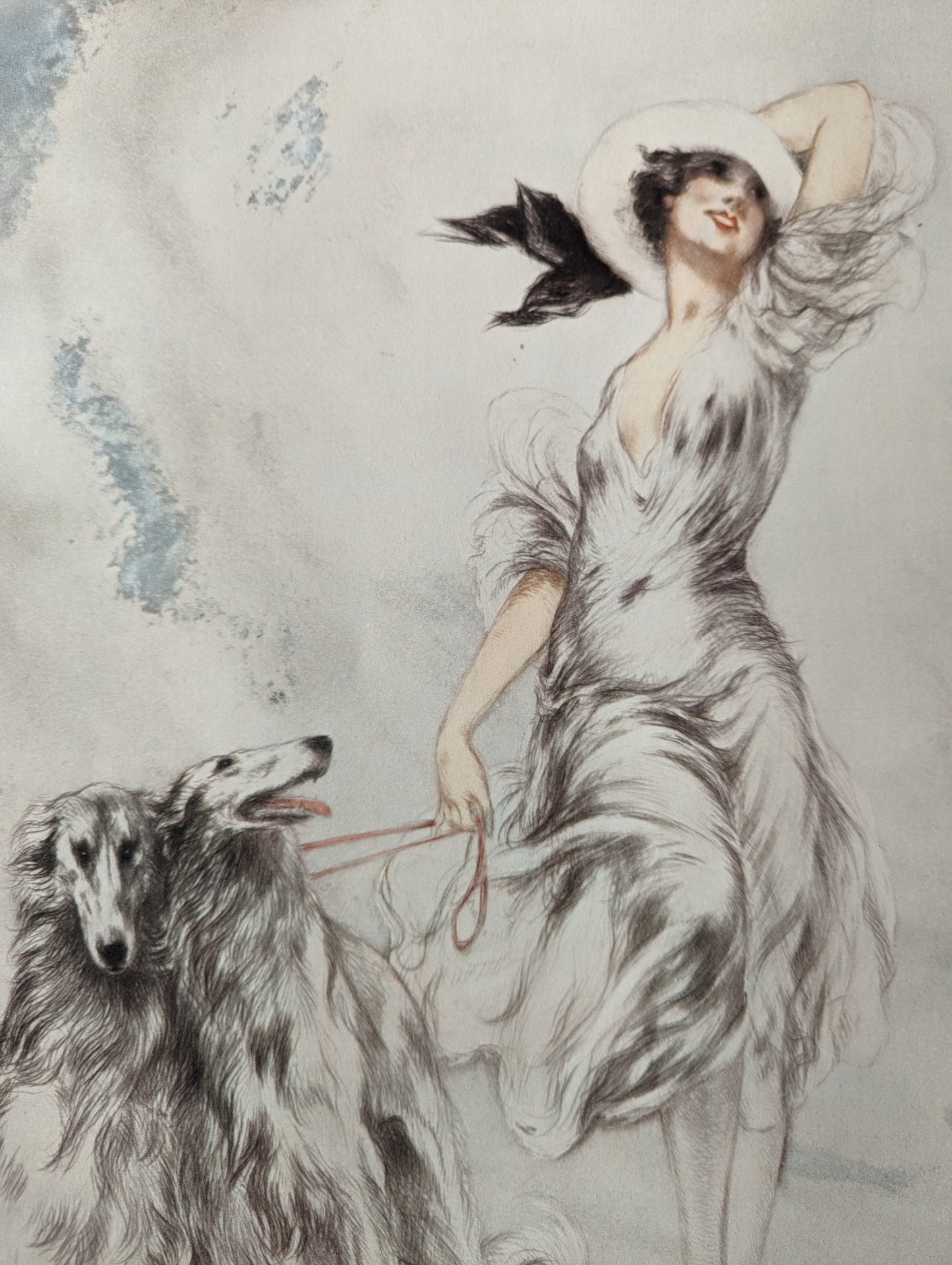 Joy of Life by Louis Icart, mint condition vintage French Art Deco lithograph printed in the 1970s - Offset Lithograph - Pink Flamingos