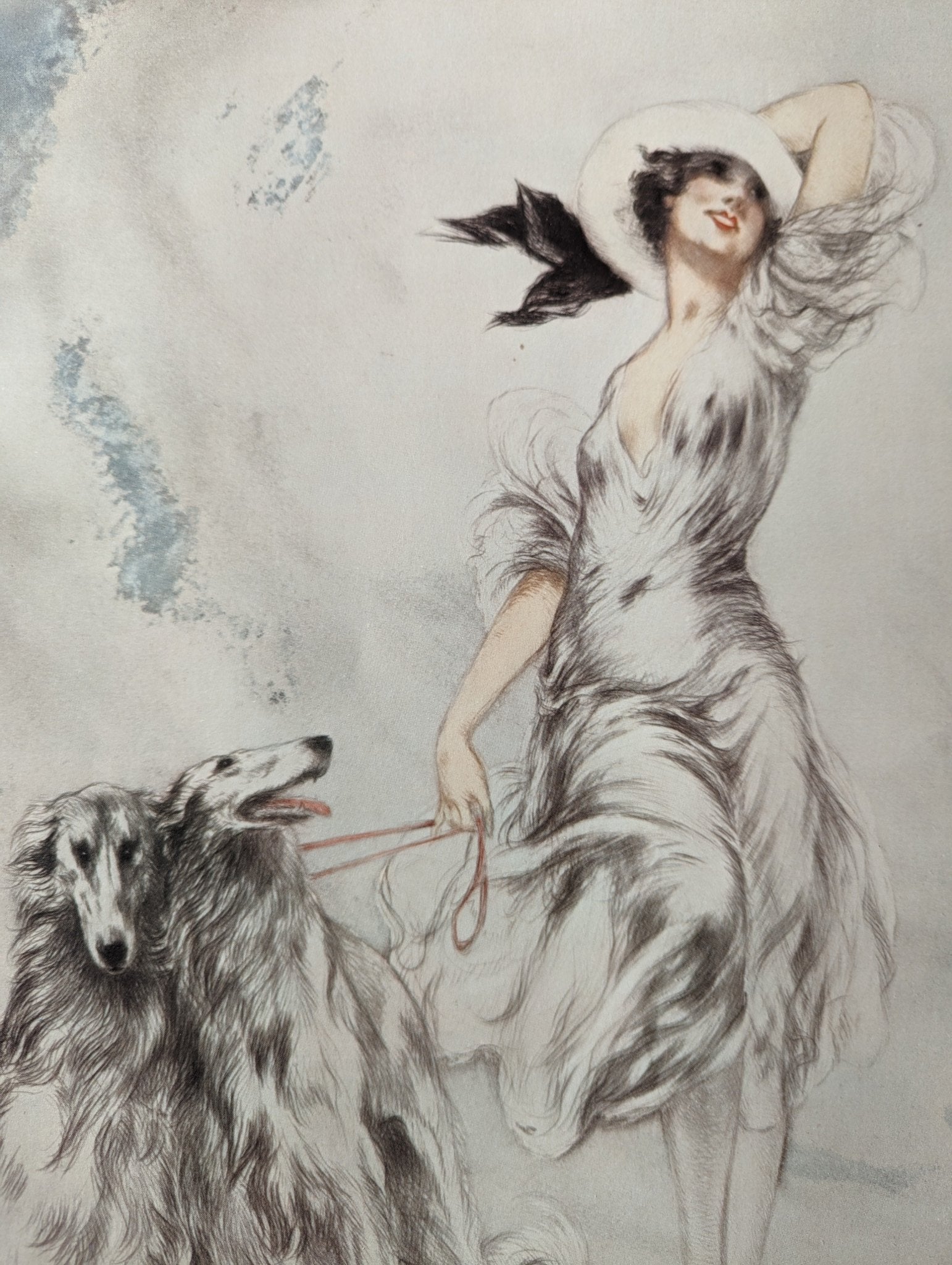 Joy of Life by Louis Icart, mint condition vintage French Art Deco lithograph printed in the 1970s - Offset Lithograph - Pink Flamingos