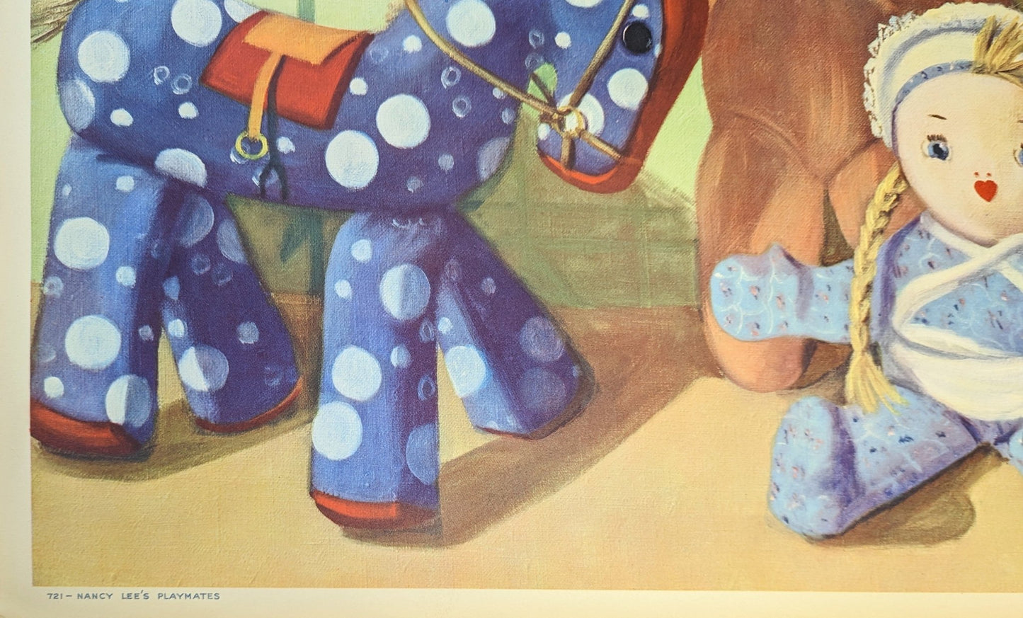 Nancy Lee's Playmates by artist Renee Barnes, original mint condition lithograph from 1936 - Offset Lithograph - Pink Flamingos