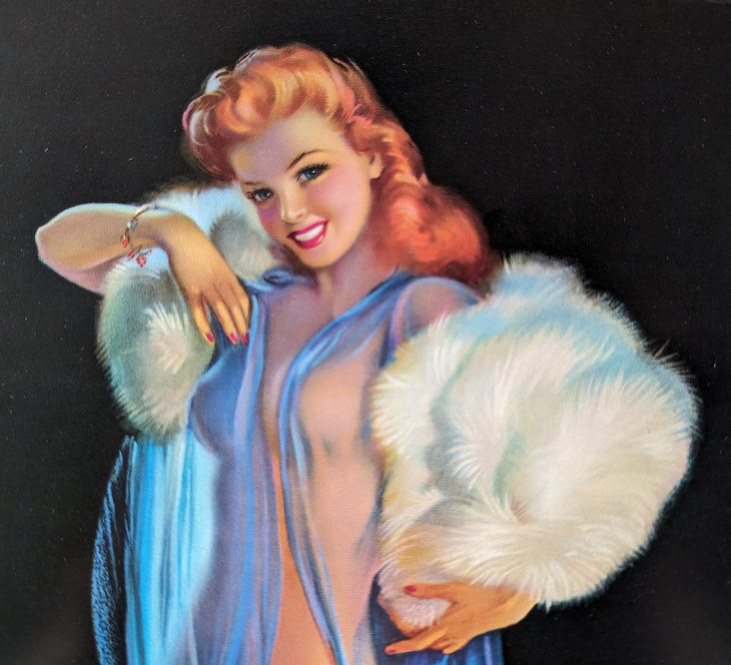 Redhead Pinup by Erbit, mint condition vintage print circa 1950-1980 - Pink Flamingos