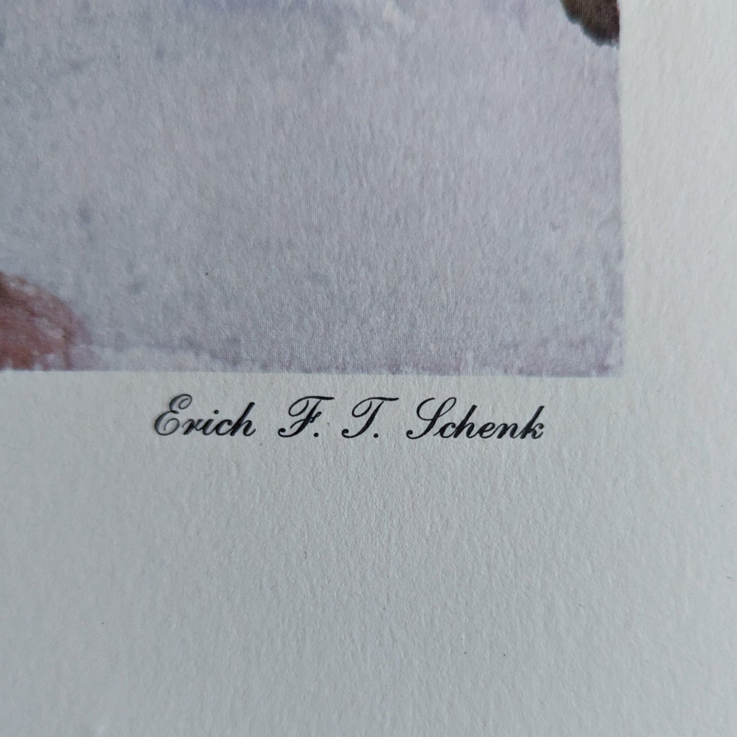 Sky Hibiscus by Erich F.T. Schenk, mint condition authentic vintage lithograph printed in 1947 - Offset Lithograph - Pink Flamingos