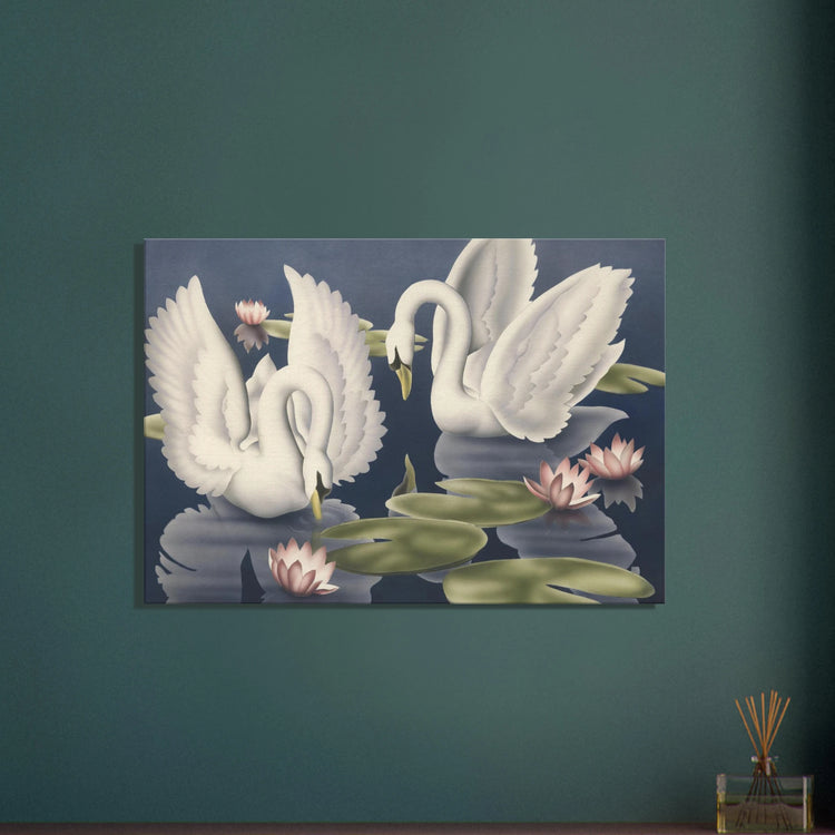 Turner Swans and Lillies Wrap-Around Canvas Print | Vintage Bird Wall Art