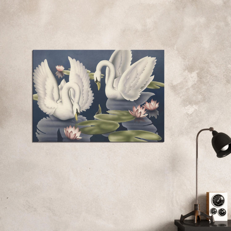 Turner Swans and Lillies Wrap-Around Canvas Print | Vintage Bird Wall Art