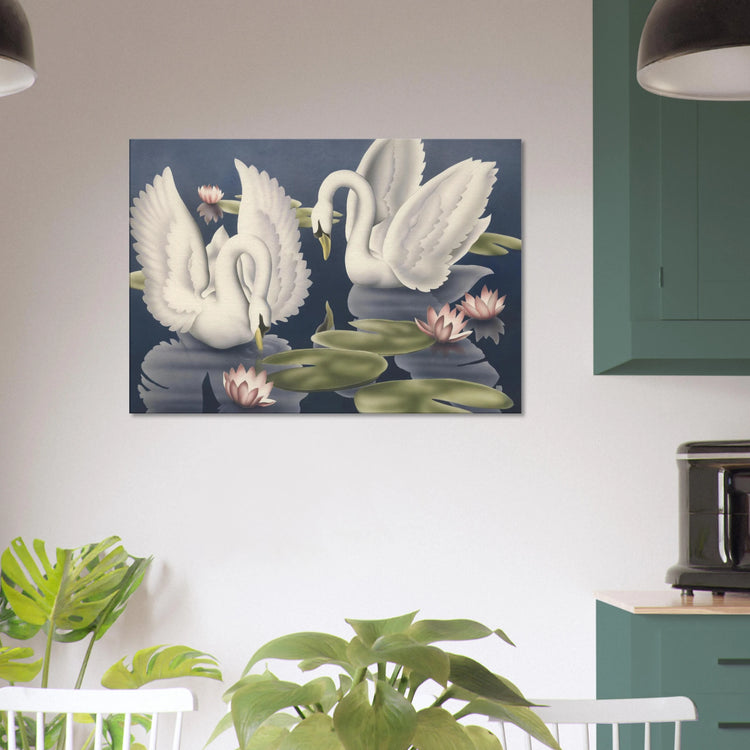 Turner Swans and Lillies Wrap-Around Canvas Print | Vintage Bird Wall Art