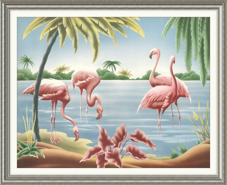 Custom Framed Turner Flamingo | Premium Giclee Print | Vintage Bird Lithograph