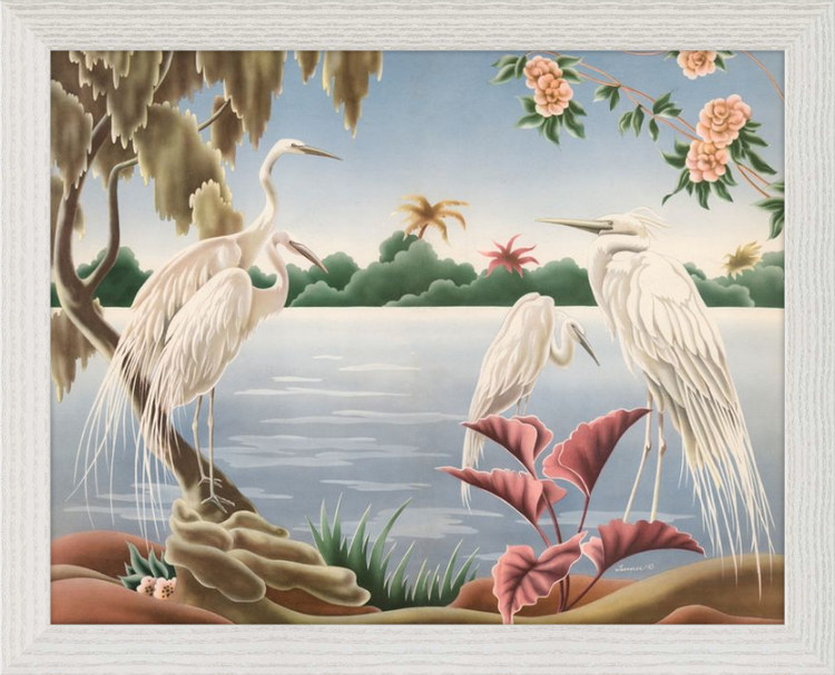 Custom Framed Turner Egrets | Premium Giclee Print | Vintage Bird Lithograph