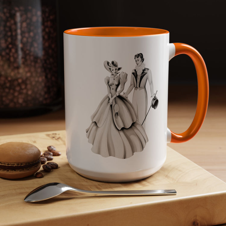Vintage Romantic Portrait Mug - Couple Walking B&W | 1940s Turner Art