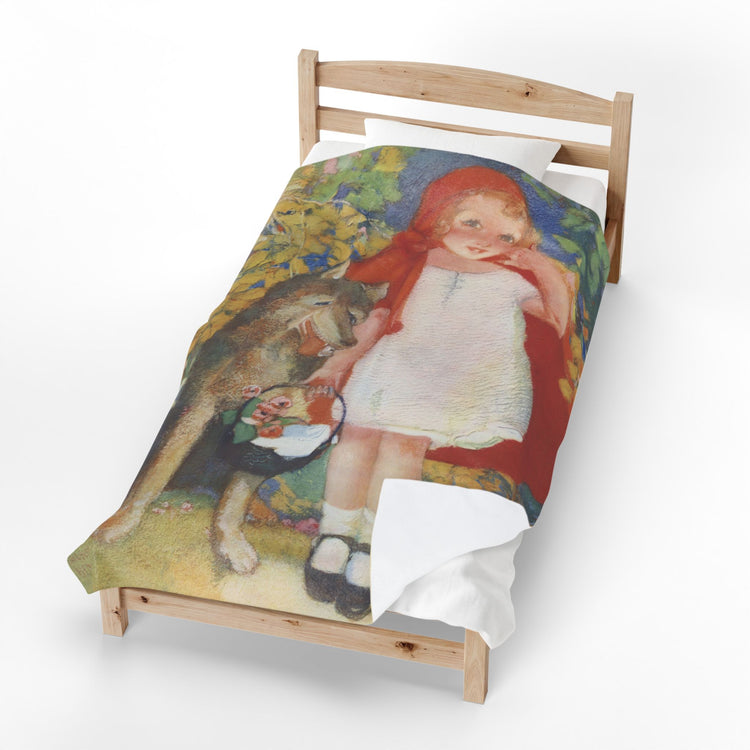 Red Riding Hood by Albert Hencke | Vintage Nursery Rhyme Illustration | Velveteen Plush Blanket